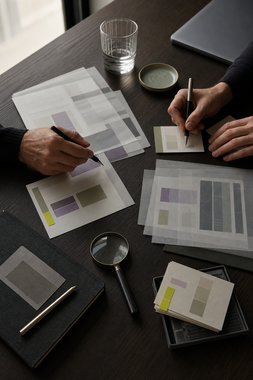 Two reviewers comparing evidence during an assurance review
